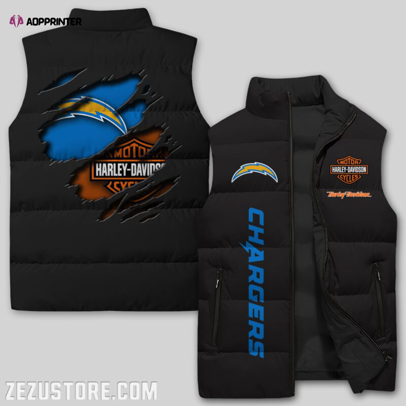 los angeles chargers nfl sleeveless puffer jacket custom for fans gifts 2