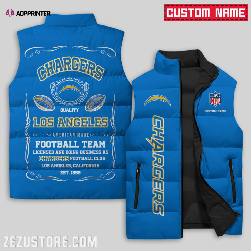 los angeles chargers nfl sleeveless puffer jacket custom for fans gifts 29