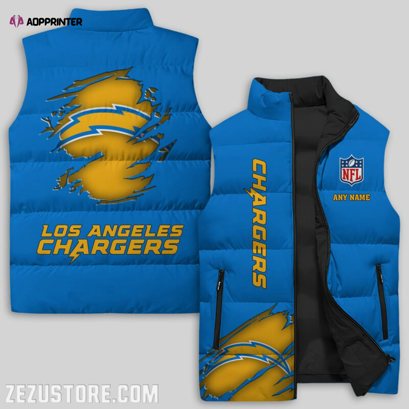 los angeles chargers nfl sleeveless puffer jacket custom for fans spj2354