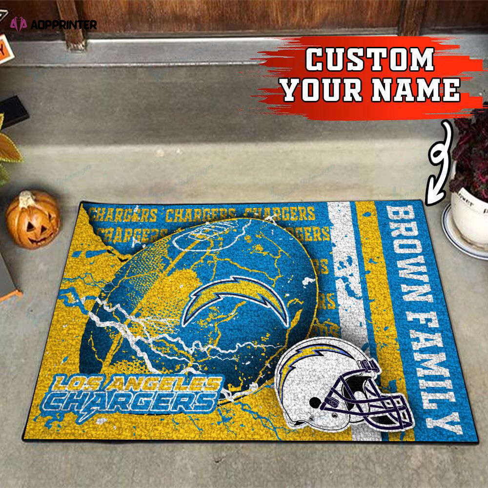 los angeles chargers personalized doormat gift for home decor