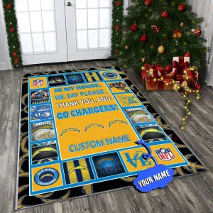 los angeles chargers personalized premium rectangle rug 32 o5o6q