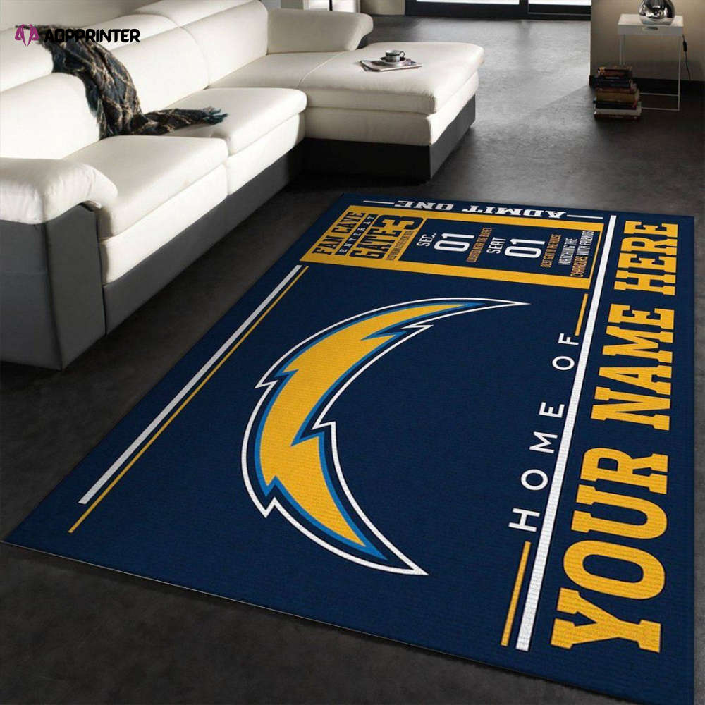 los angeles chargers rug living room floor decor fan gifts 72