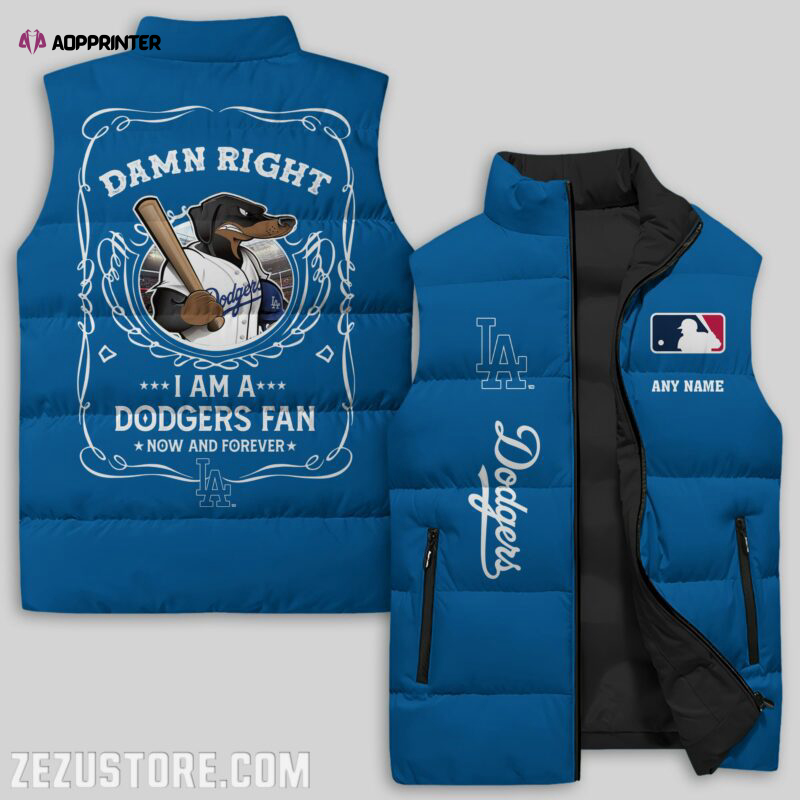 los angeles dodgers mlb sleeveless puffer jacket custom for fans gifts