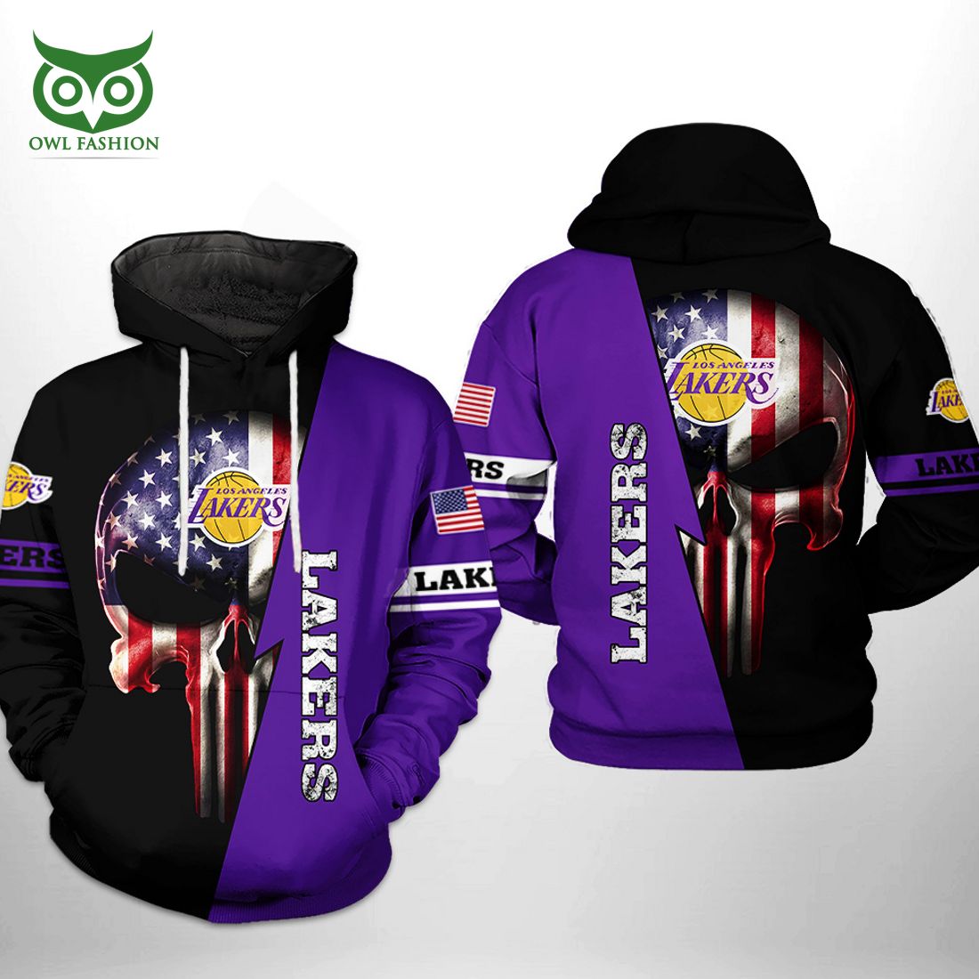 los angeles lakers nba us flag skull team 3d printed hoodie and zipper hoodie 1 A8CC0