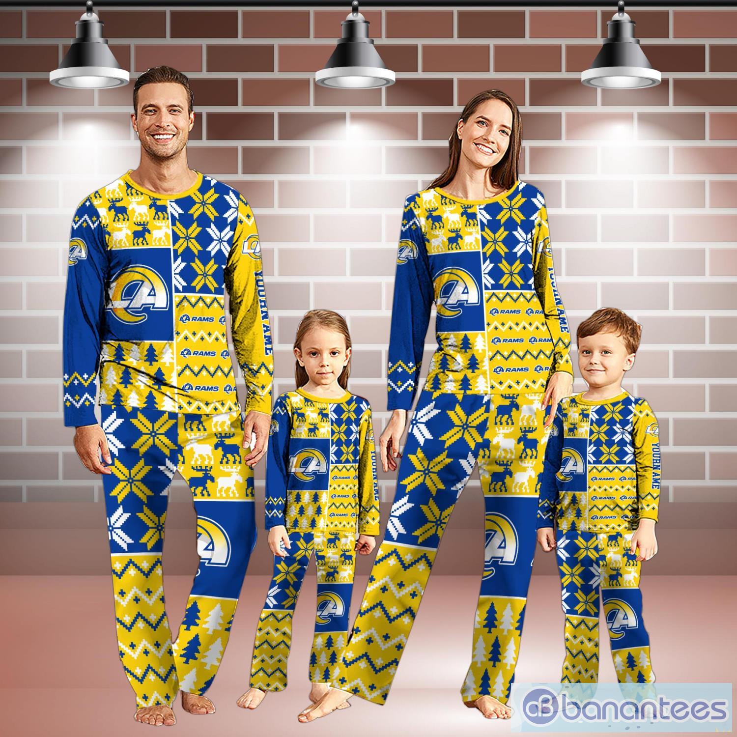 los angeles rams pajamas set christmas snowflake pattern pajamas christmas gift for family