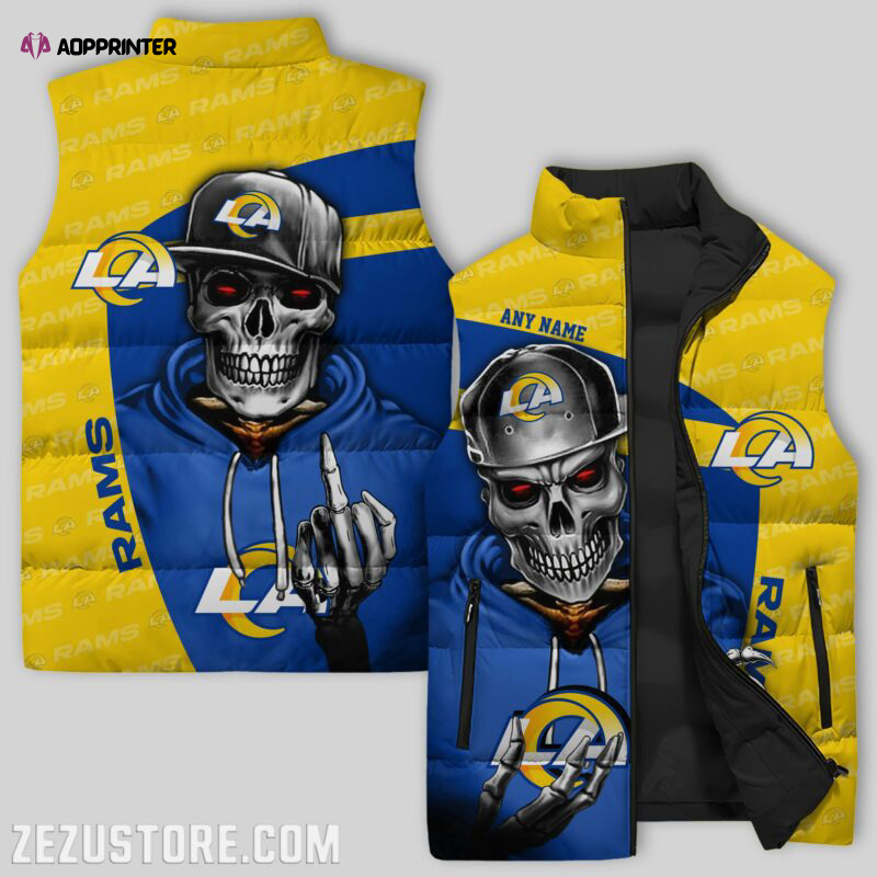 los angeles rams sleeveless puffer jacket custom for fans gifts