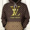 louis vuitton golden logo brown luxury unisex premium hoodie luxury brand outfit for men women 20230919102747463