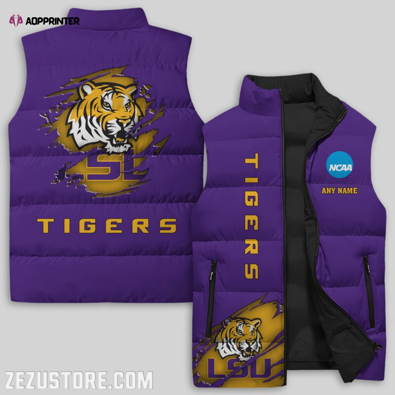 lsu tigers ncaa sleeveless puffer jacket custom for fans gifts 2