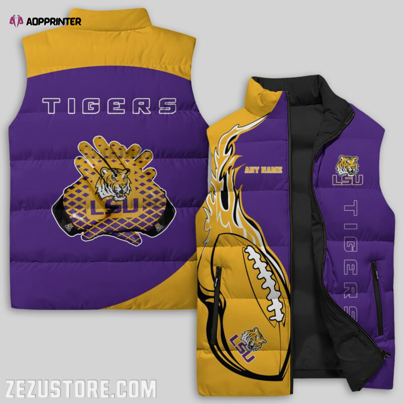 lsu tigers ncaa sleeveless puffer jacket custom for fans gifts 3