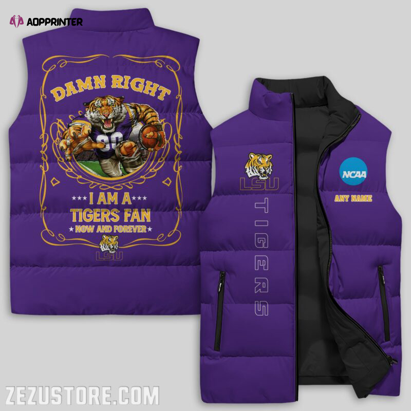 lsu tigers ncaa sleeveless puffer jacket custom for fans gifts 5