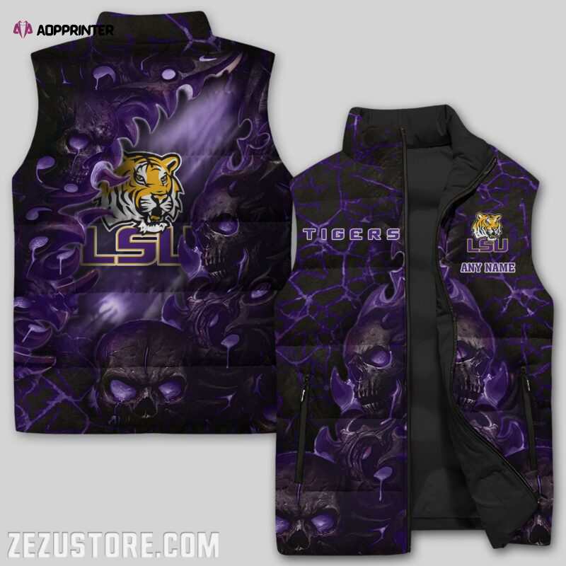 lsu tigers ncaa sleeveless puffer jacket custom for fans gifts