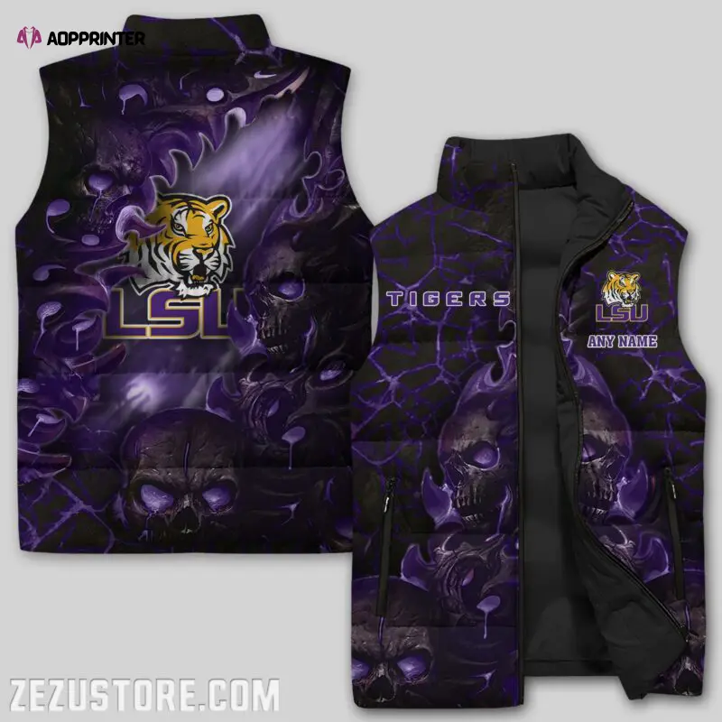 lsu tigers ncaa sleeveless puffer jacket custom for fans gifts