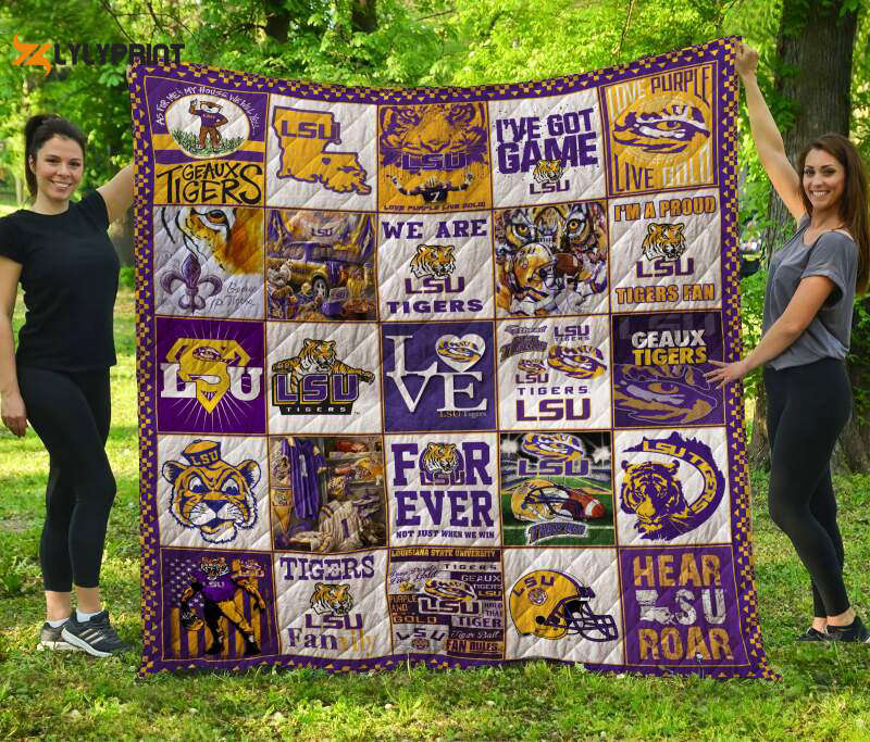 lsu tigers quilt blanket for fans home decor gift 2a 3