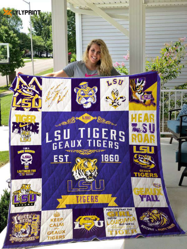 lsu tigers quilt blanket for fans home decor gift 2b 3