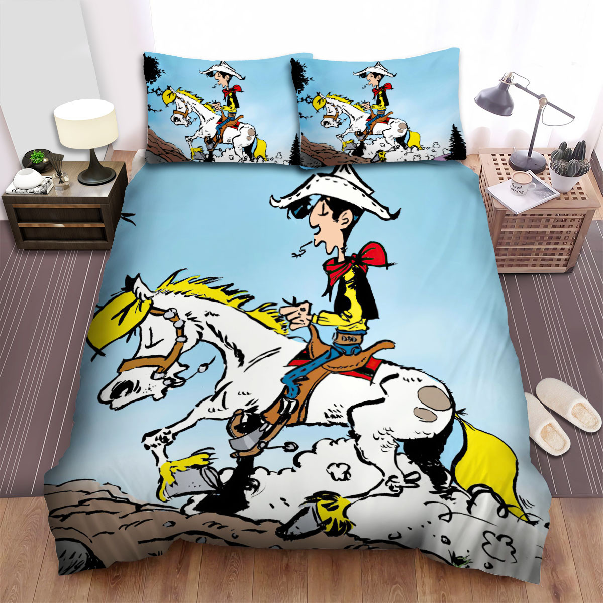 lucky luke and jolly going to the mountain bed sheets spread duvet cover bedding sets tqeoy