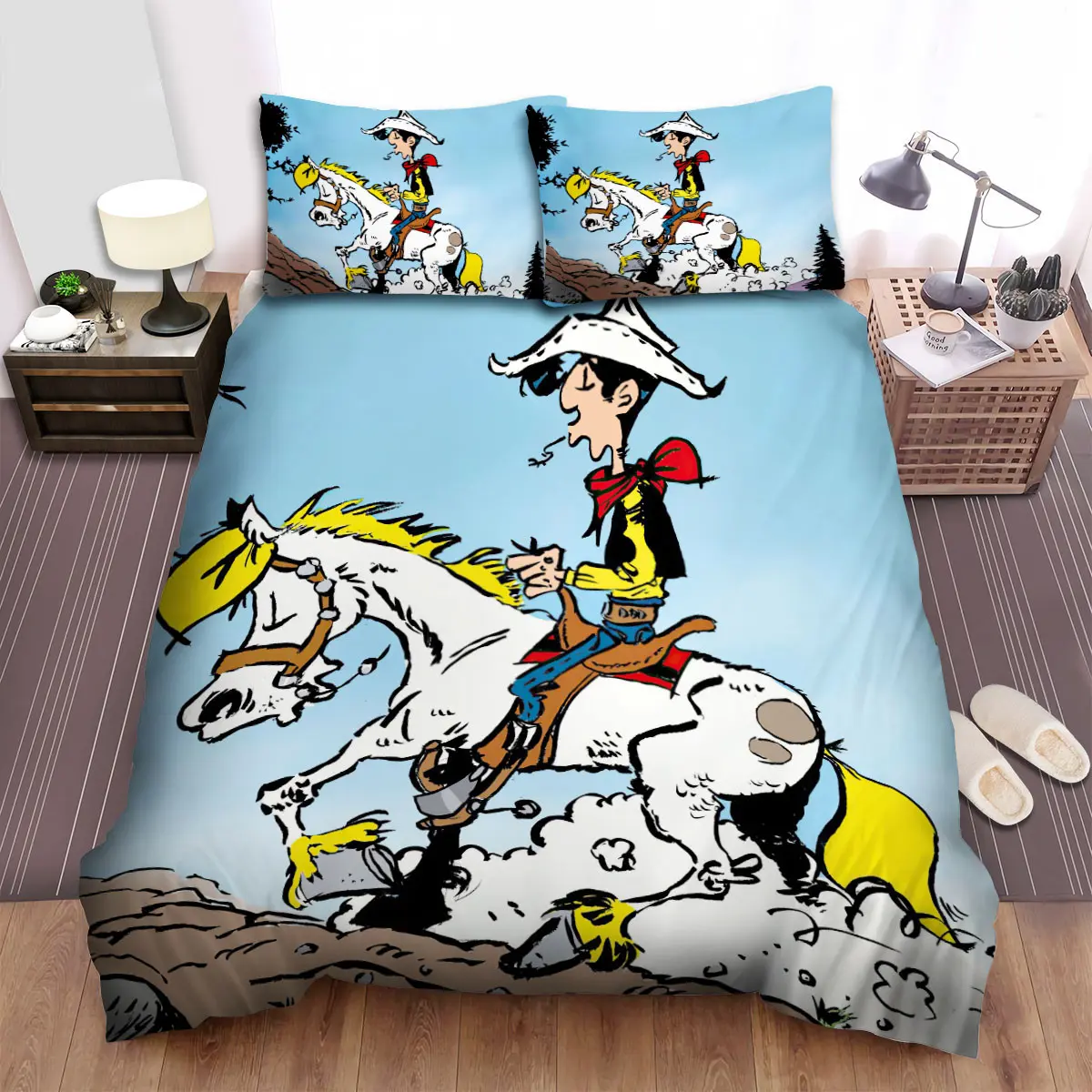 lucky luke and jolly going to the mountain bed sheets spread duvet cover bedding sets tqeoy