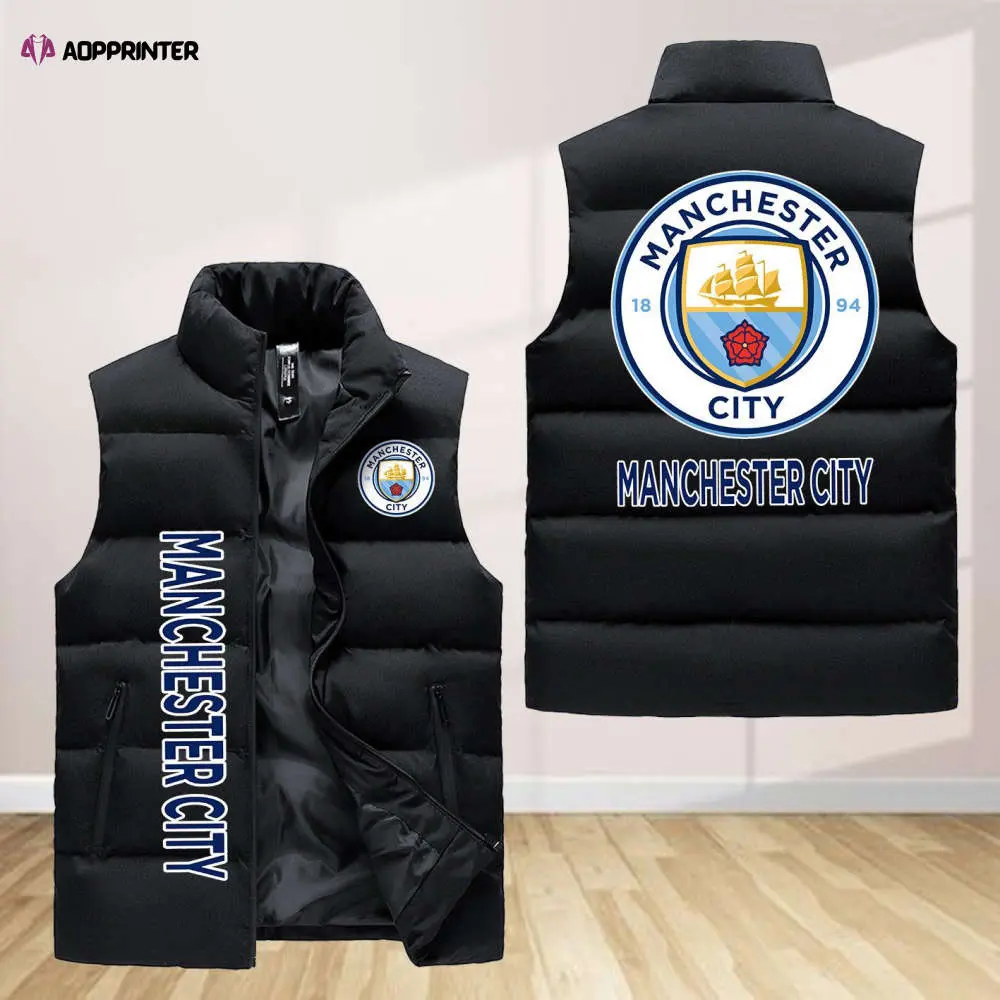 manchester city f c sleeveless puffer jacket custom for fans gifts