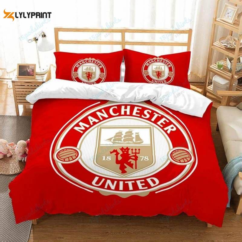 manchester united fc duvet cover bedding set bd432