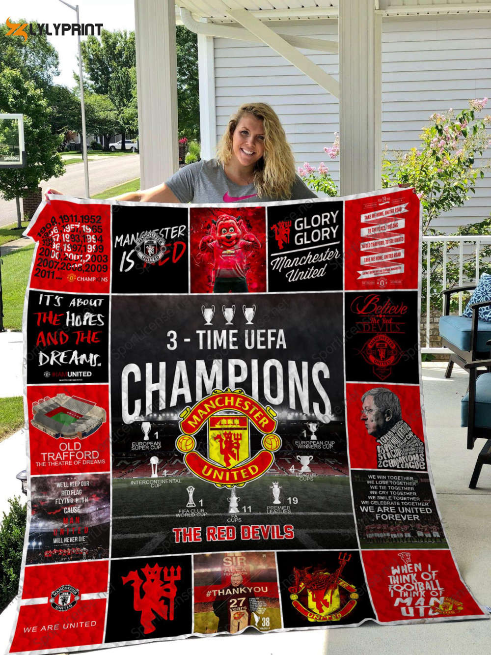 manchester united quilt blanket for fans home decor gift 1