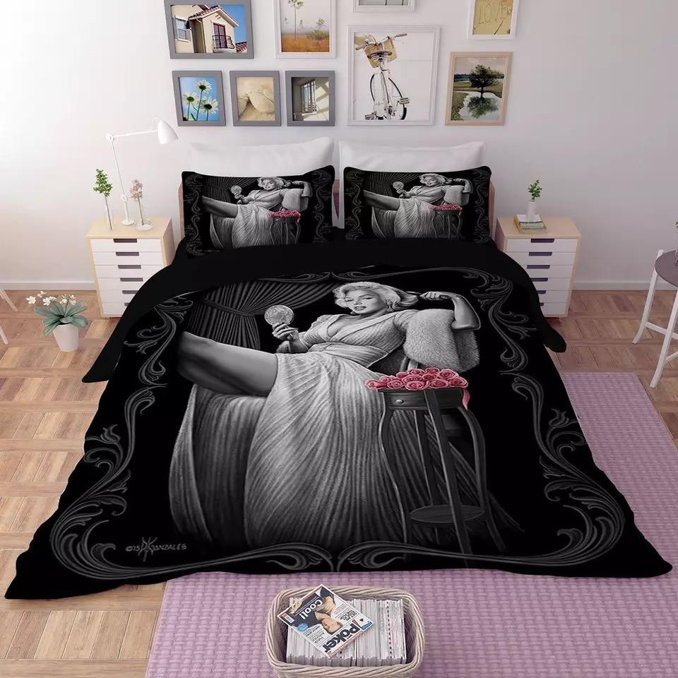 marilyn monroe roses portrait duvet cover bedding set uhx2o