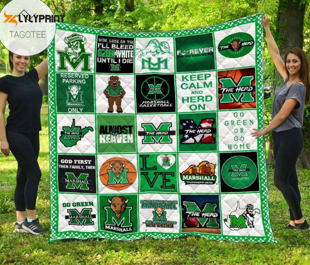 marshall thundering herd 2 quilt blanket for fans home decor gift 3