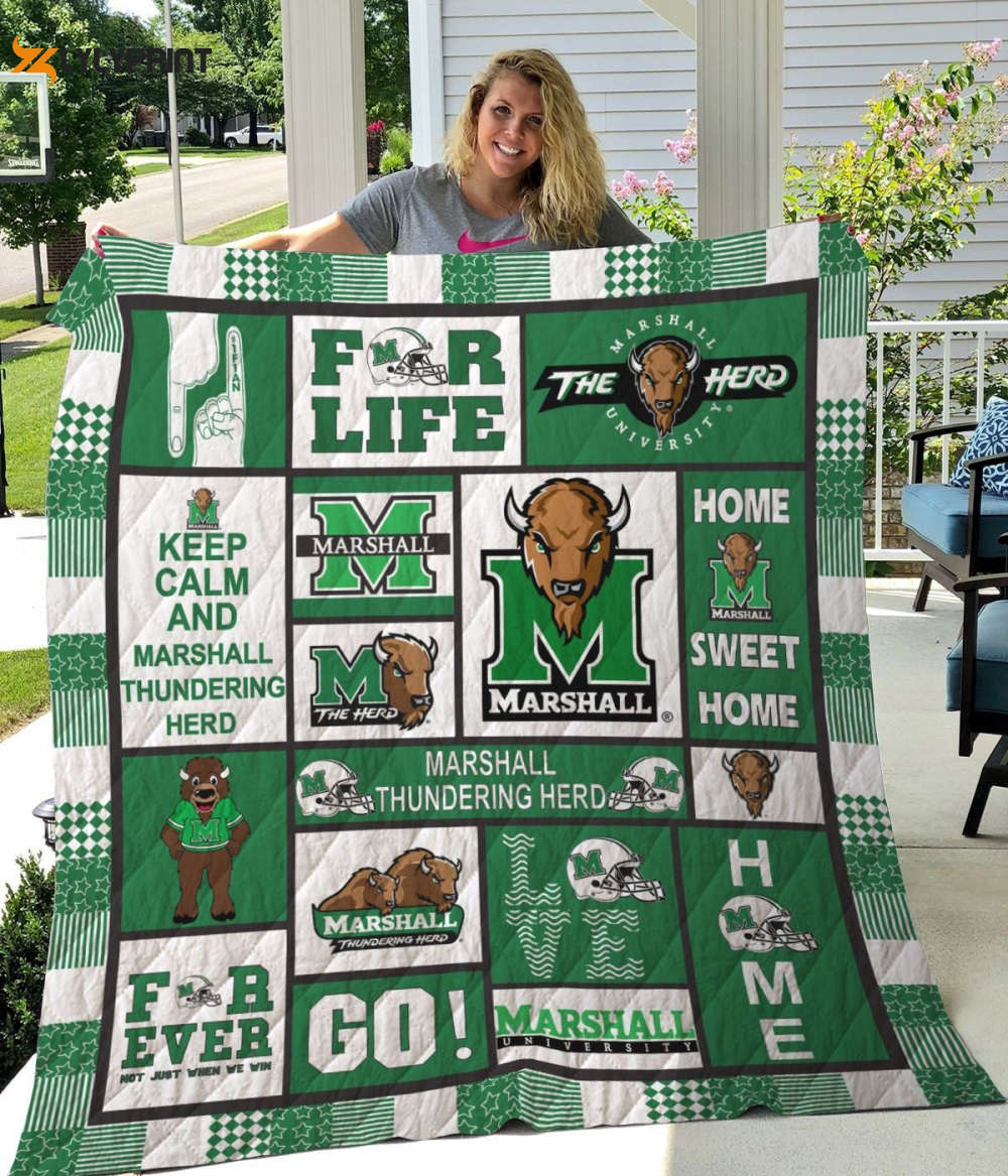 marshall thundering herd 3 quilt blanket for fans home decor gift 1 1