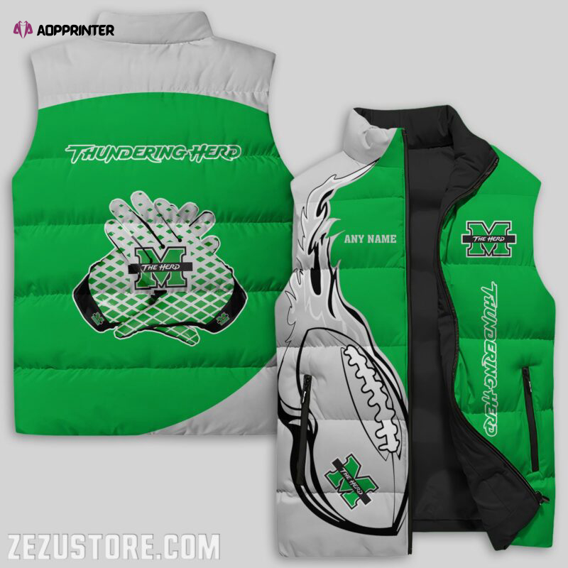 marshall thundering herd ncaa sleeveless puffer jacket custom for fans gifts