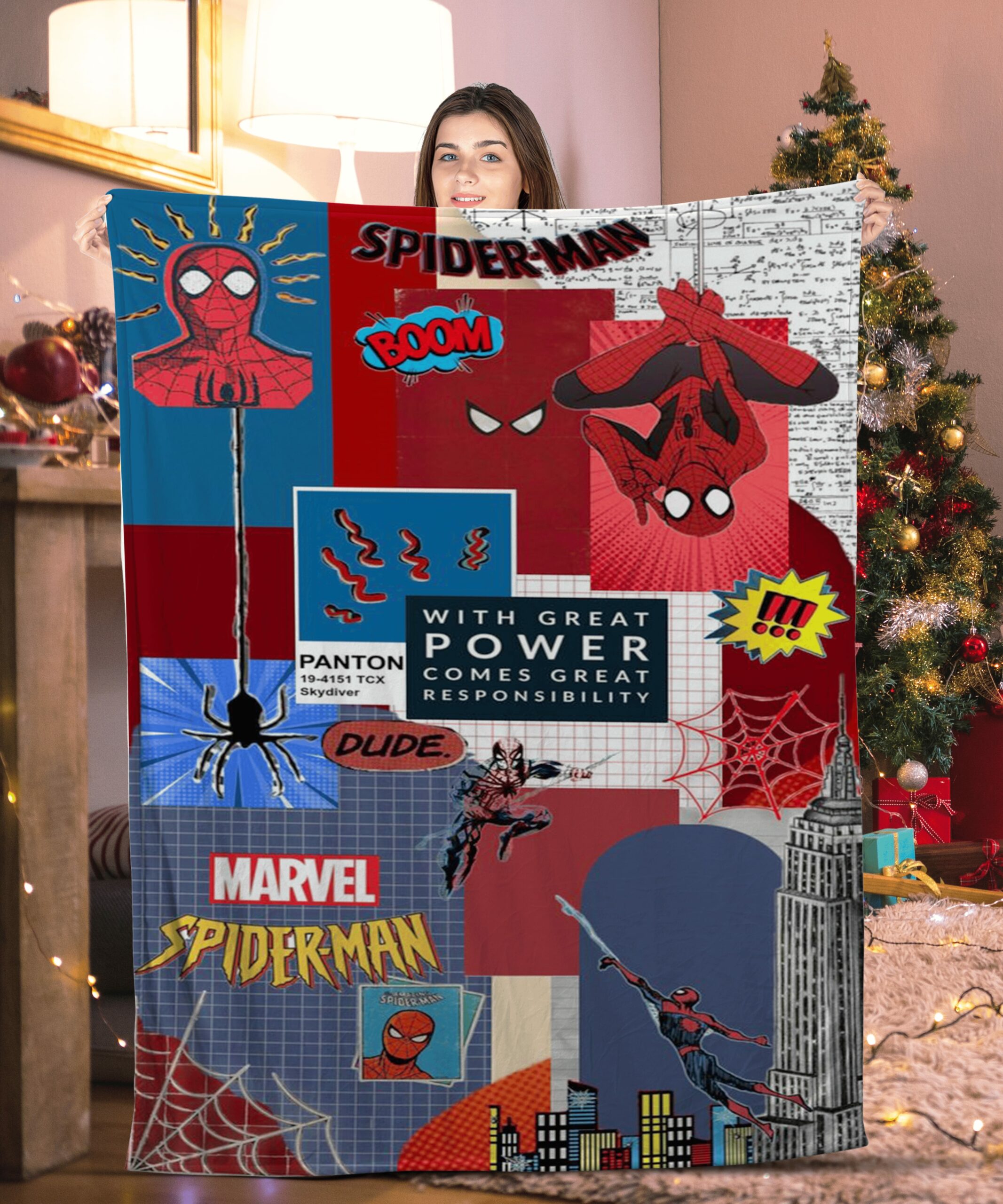 marvel spider man with great power dude spider man blanket xitpg