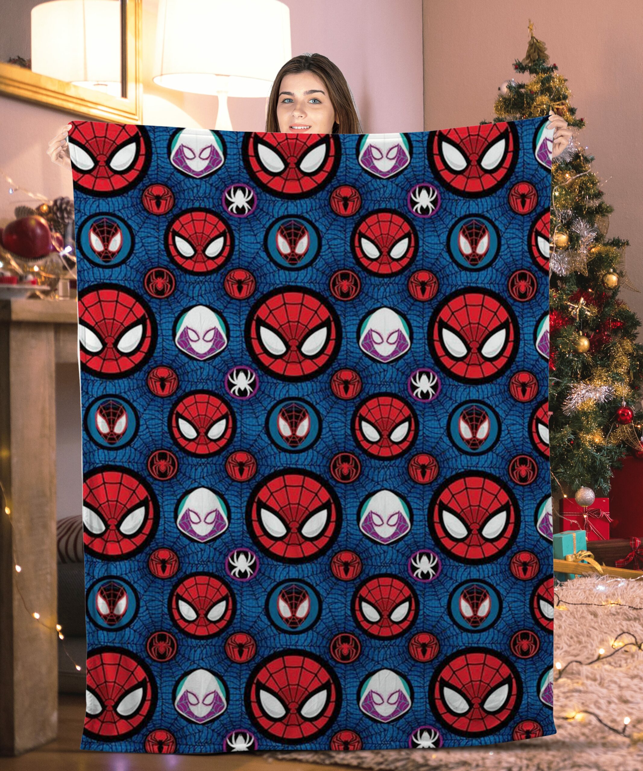 marvel spiderman fleece blanket blue bed sofa throw novelty gift xmas 1ittn