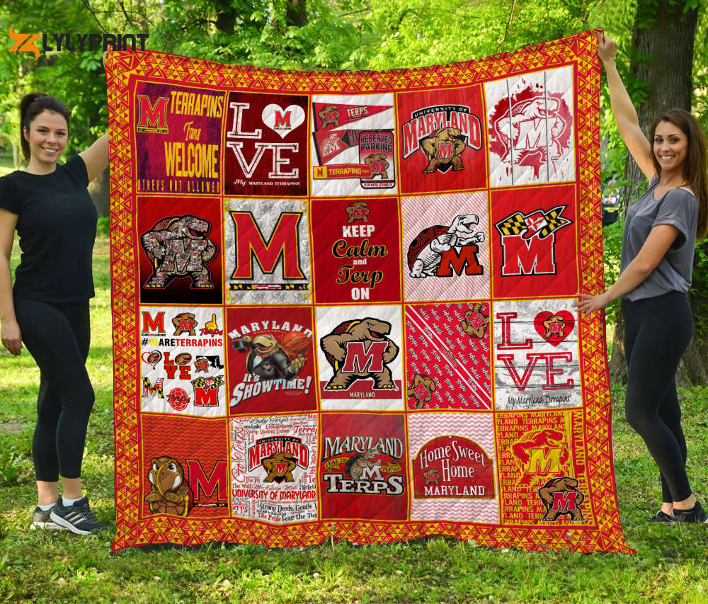 maryland terrapins quilt blanket for fans home decor gift