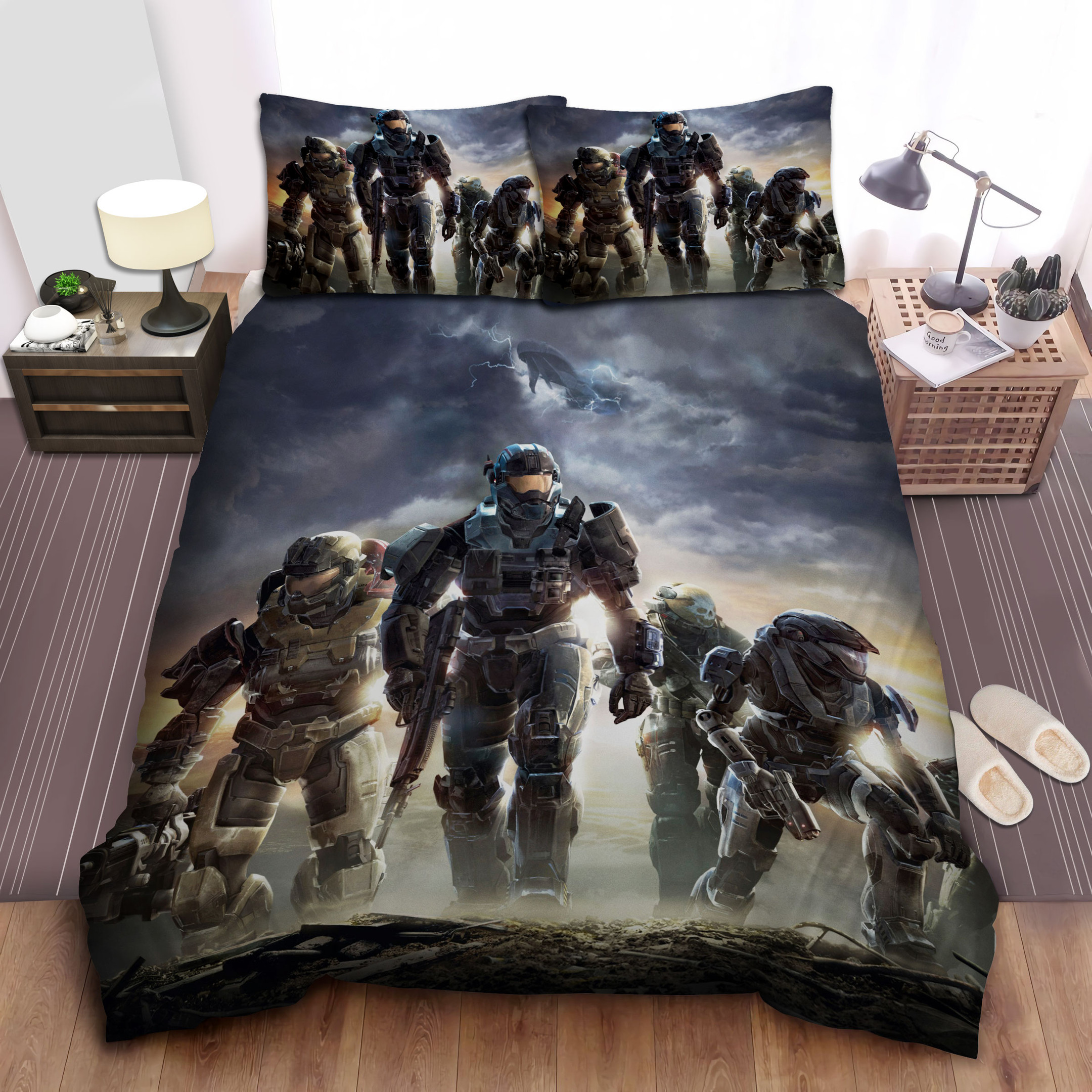 master chief halo reach comforter duvet cover bed sheets bedding set 7h78v