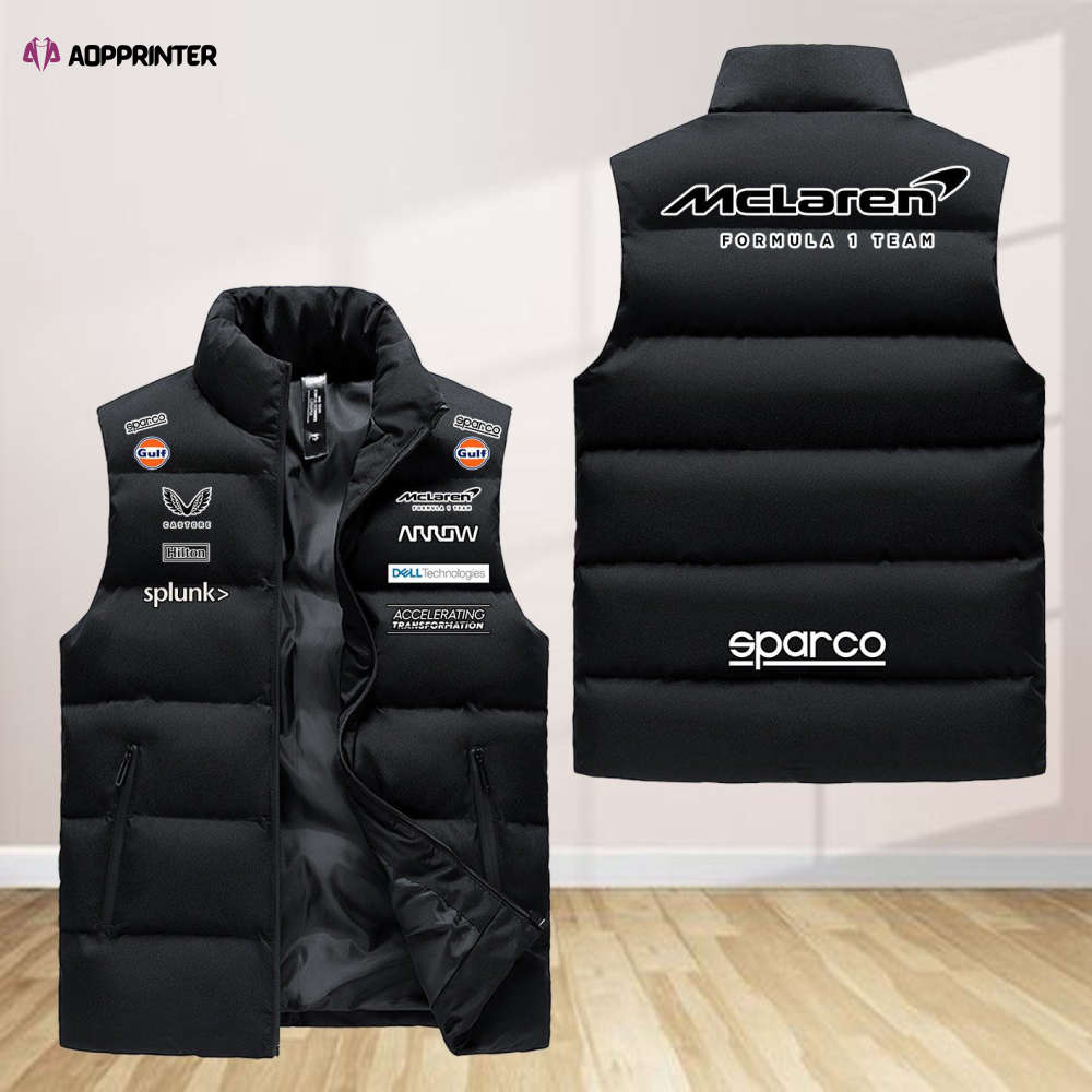 mclaren gifts team sleeveless puffer jacket custom for fans gifts