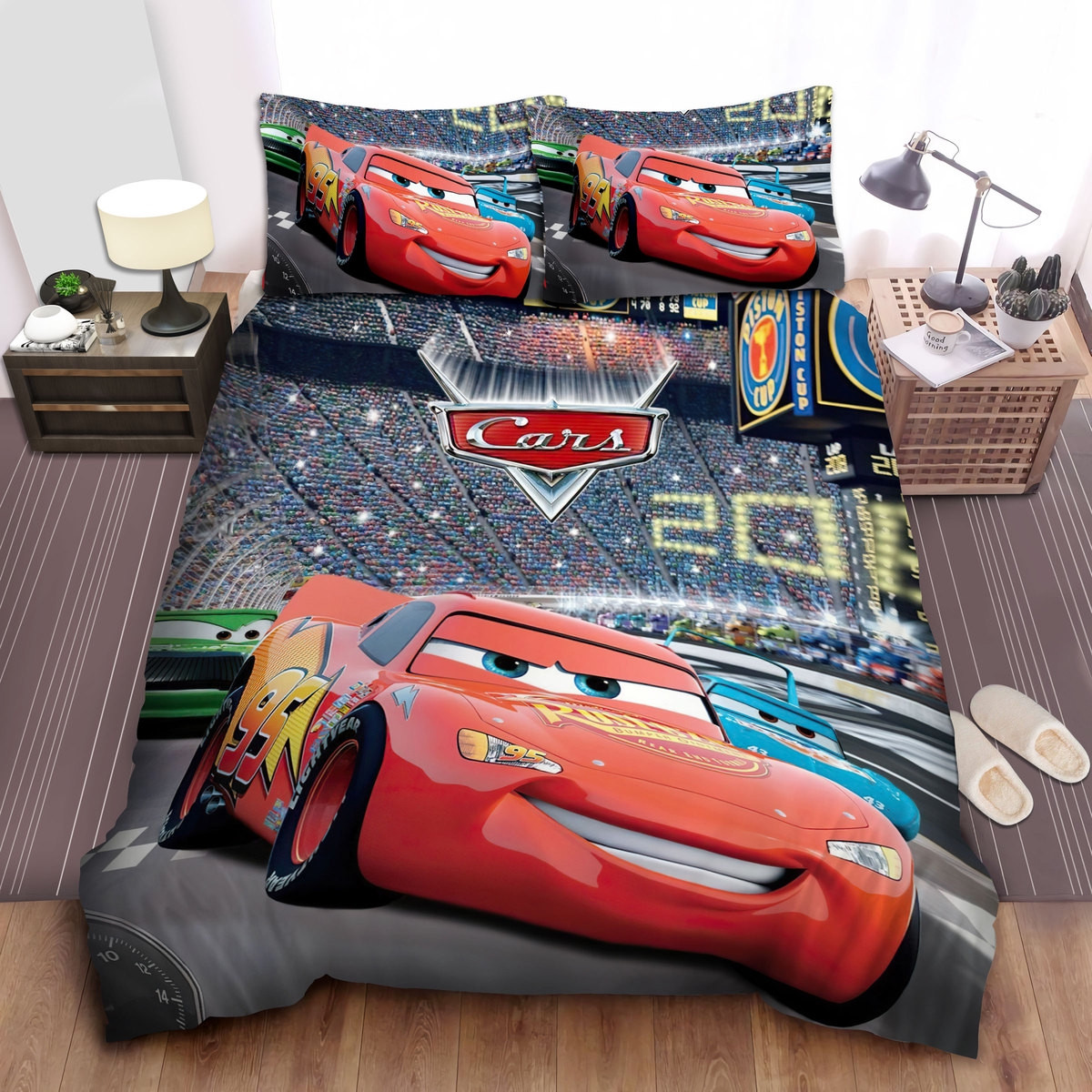 mcqueen leading cars comforter duvet cover bed sheets bedding sets lp86f