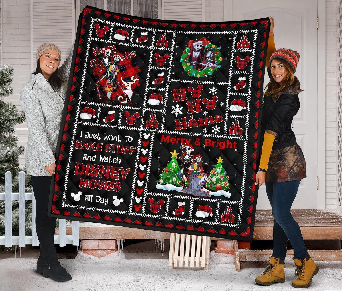 merry christmas jack sally quilt blanket xmas gift xihbk