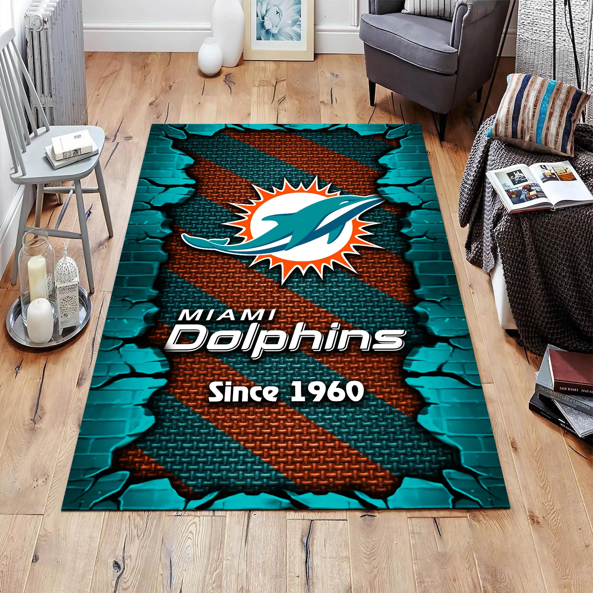 miami dolphins living room rug football team living room rug football fan gifts ehivm 54132 l5l63