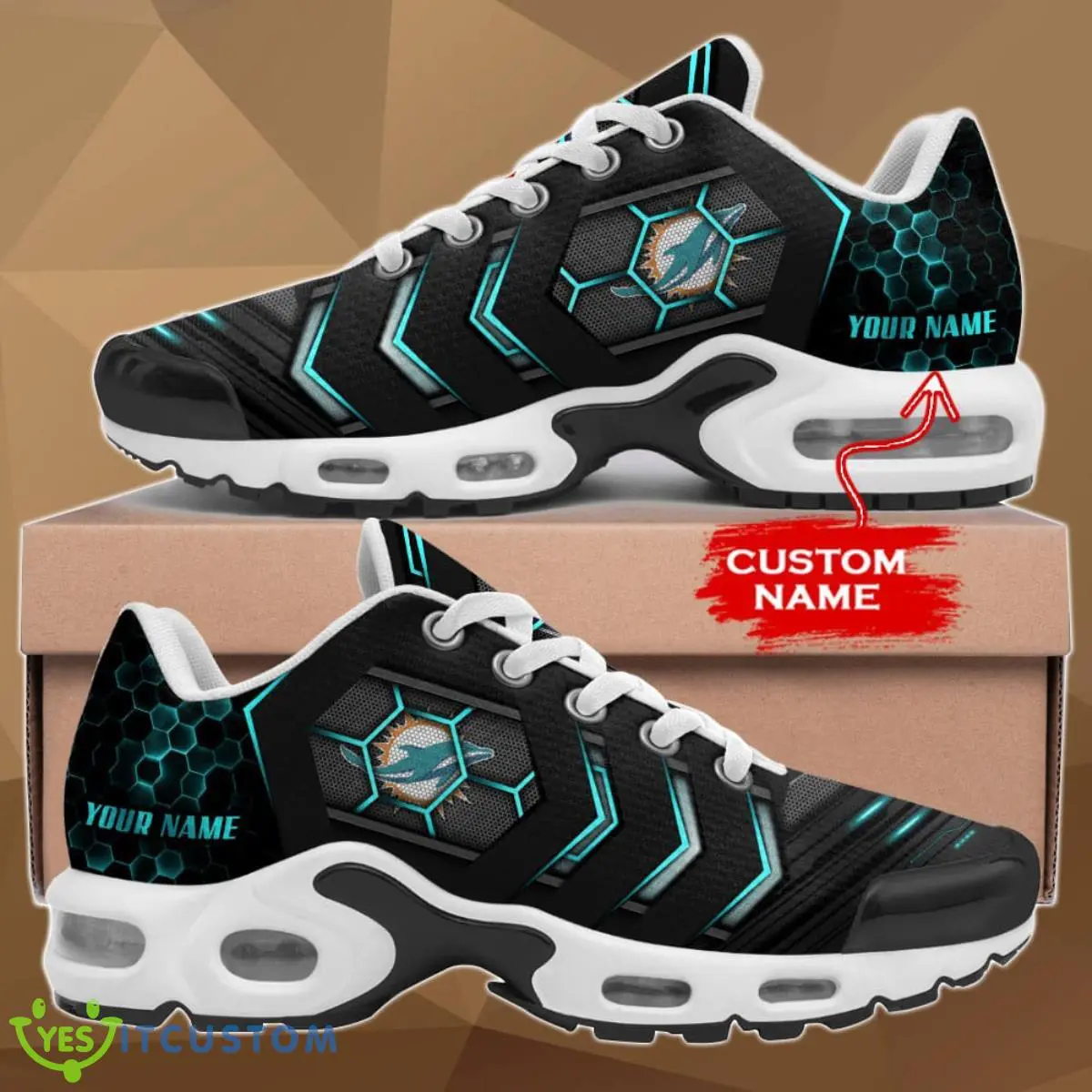 miami dolphins nfl air cushion sports shoes custom name for fans