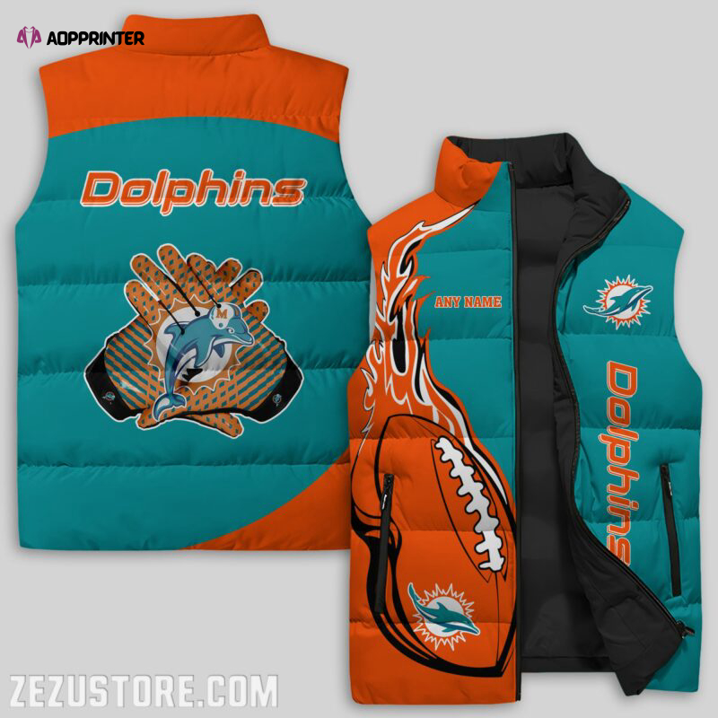 miami dolphins nfl sleeveless puffer jacket custom for fans gifts 2