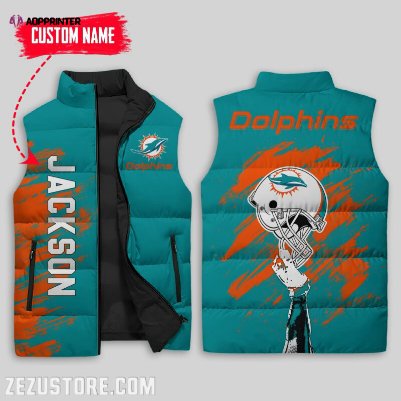 miami dolphins nfl sleeveless puffer jacket custom for fans spj0982