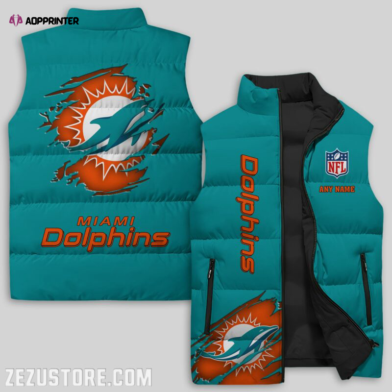 miami dolphins nfl sleeveless puffer jacket custom for fans spj1202