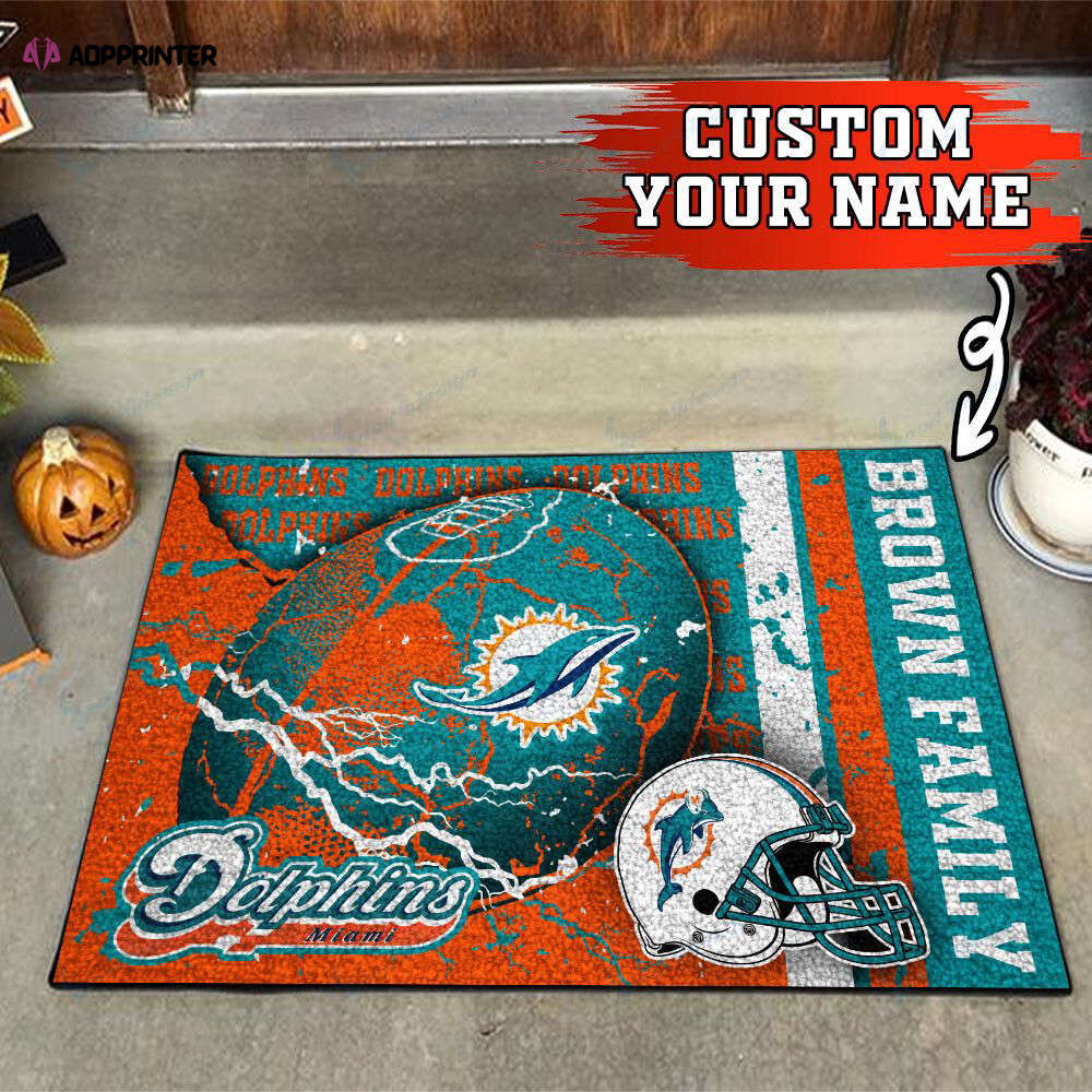 miami dolphins personalized doormat gift for home decor 1 1