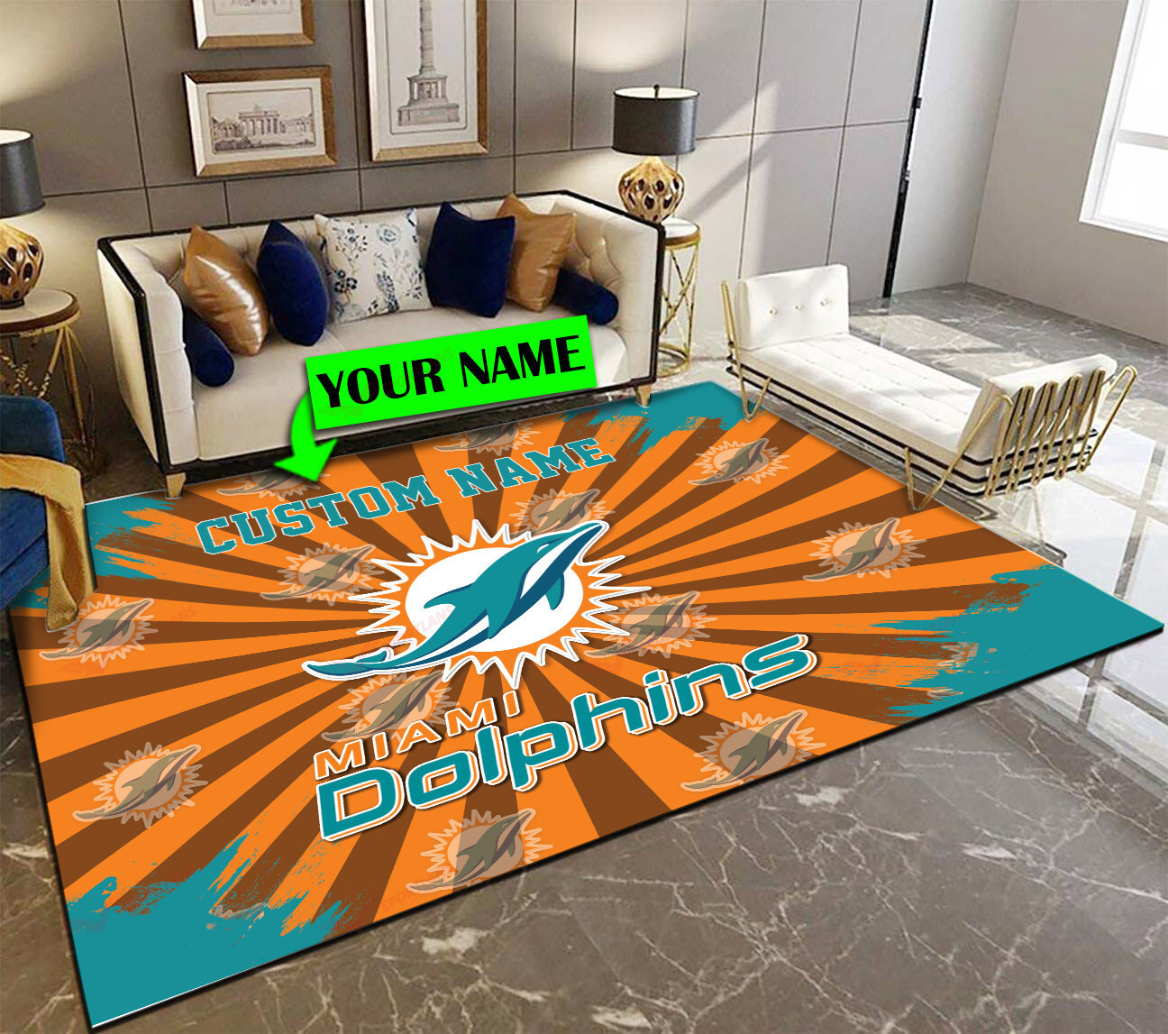 miami dolphins personalized premium rectangle rug 60 vq3cu