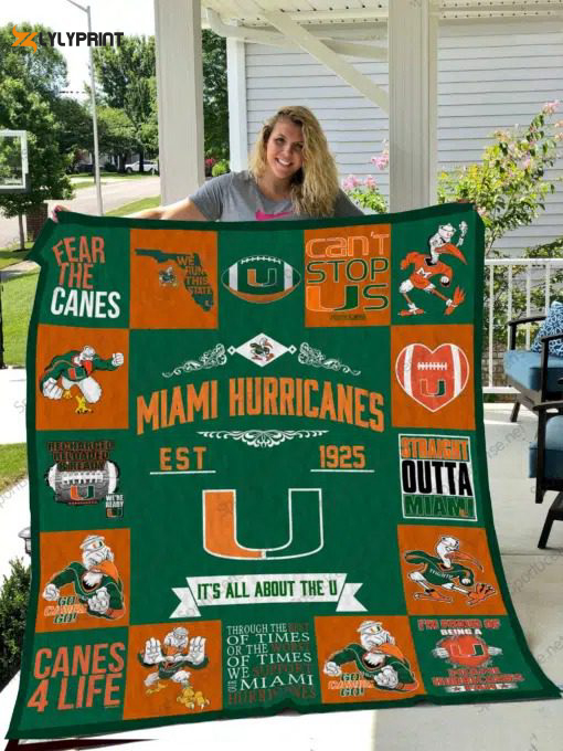 miami hurricanes quilt blanket for fans home decor gift