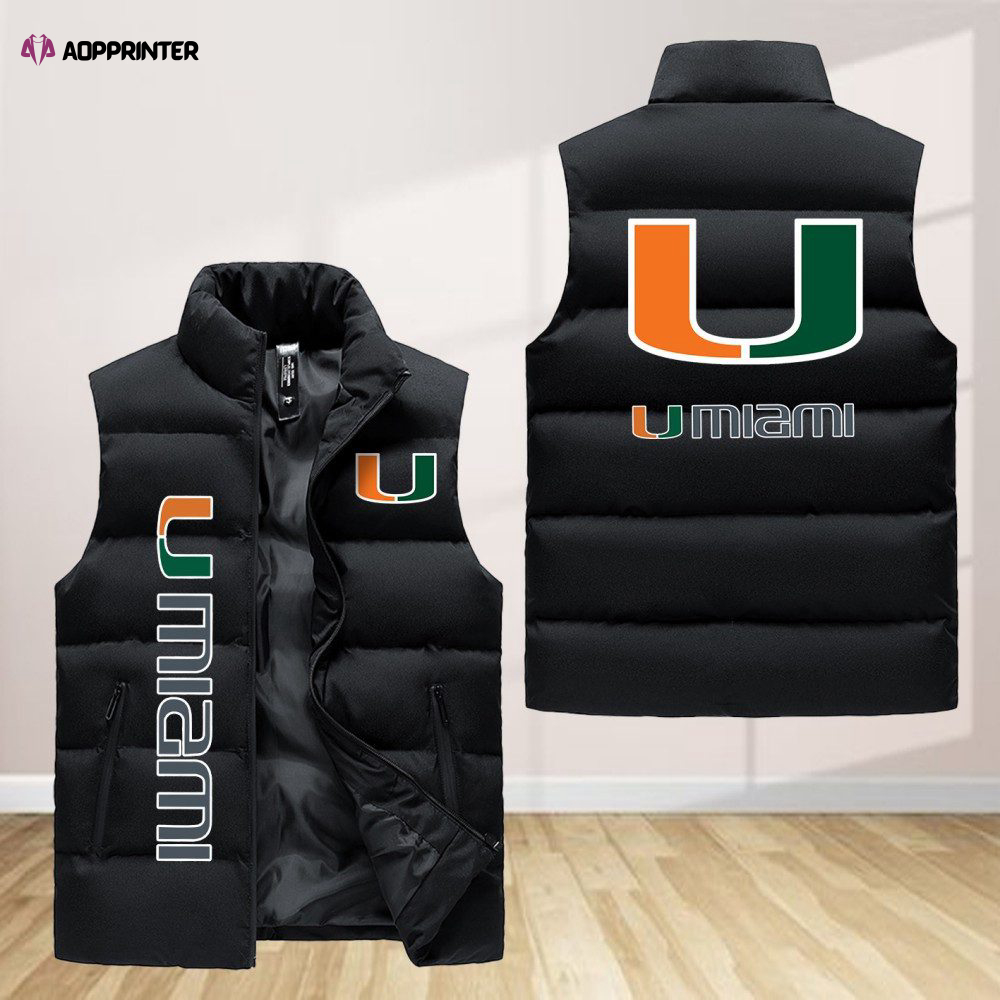 miami hurricanes sleeveless puffer jacket custom for fans gifts 1