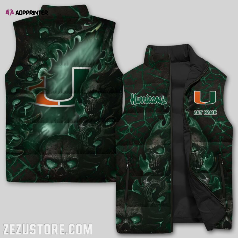 miami hurricanes sleeveless puffer jacket custom for fans spj1844