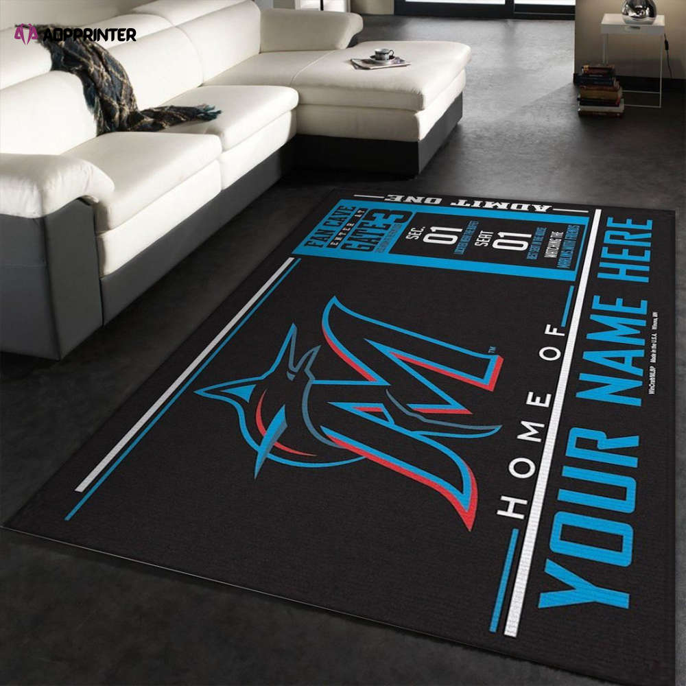 miami marlins rug living room floor decor fan gifts 3