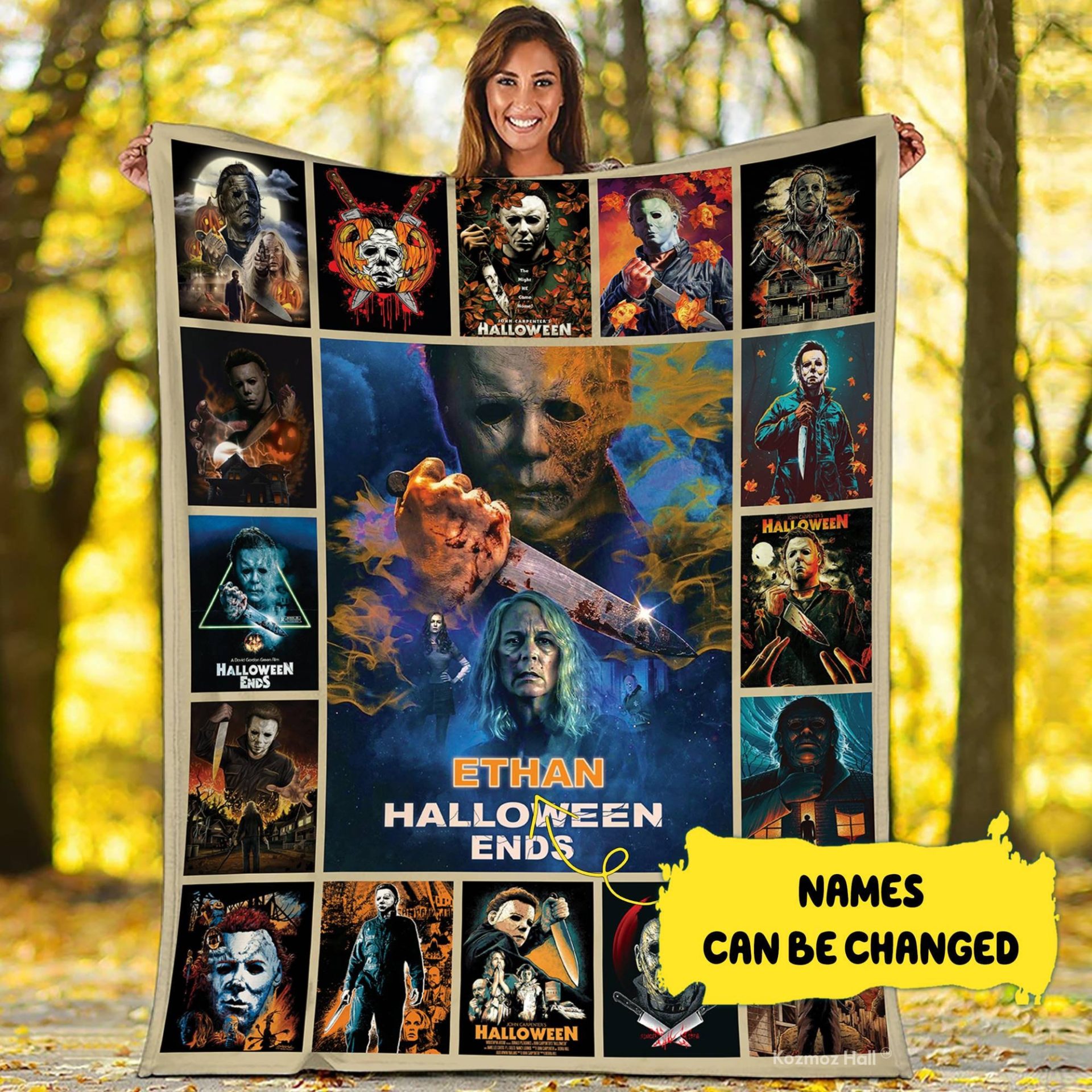 michael myers custom name halloween ends quilt blanket 0027