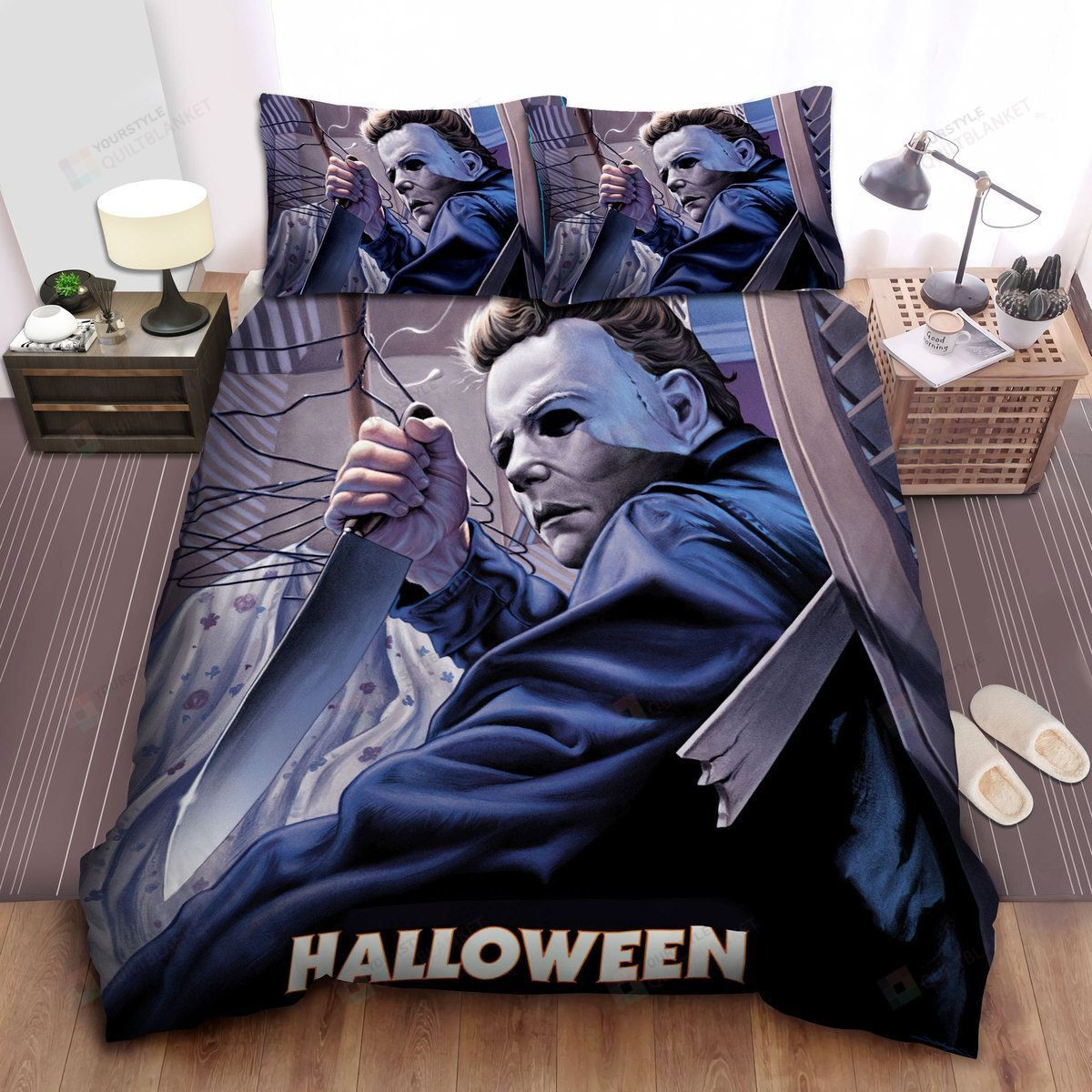 michael myers in halloween series painting bed sheets duvet cover bedding sets pf26v