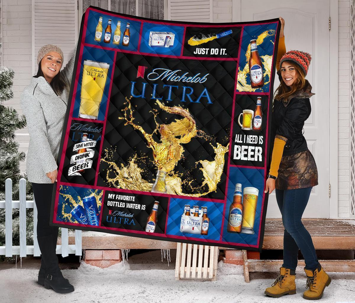 michelob ultra quilt blanket all i need is beer fan gift wrefe