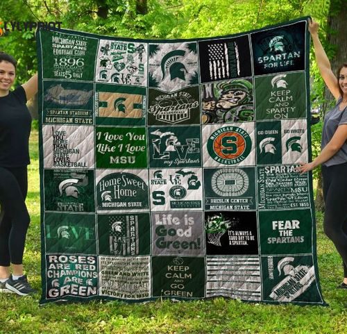 michigan state spartans 2 quilt blanket for fans home decor gift 500x481 1