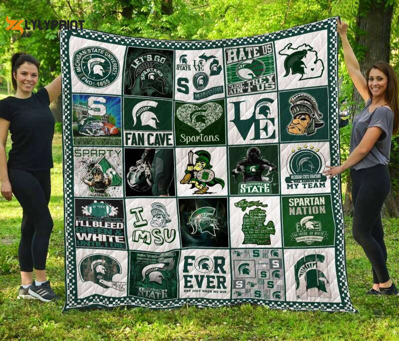 michigan state spartans 3d customized quilt blanket